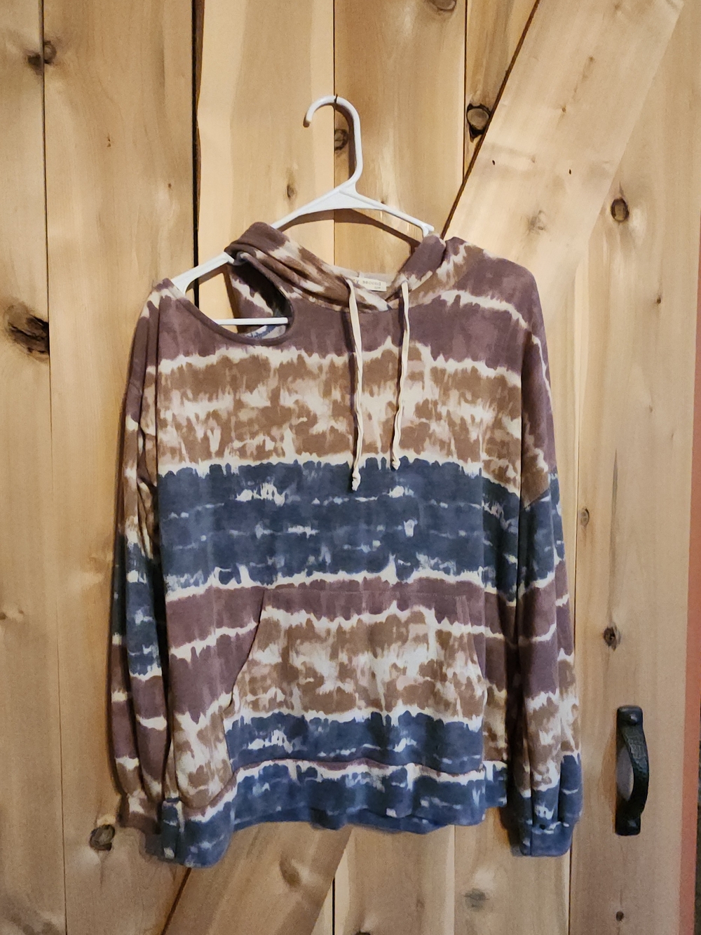 twenty second Tie-Dye Crewneck Hoodie in Brown, Blue & Cream